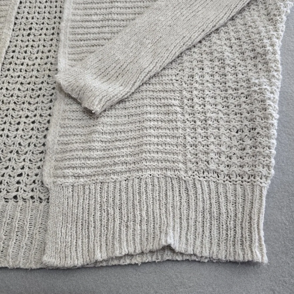 Hollister Cardigan Womens XS/S Beige Open‎ Front Cocoon Chunky Knit Shawl Collar